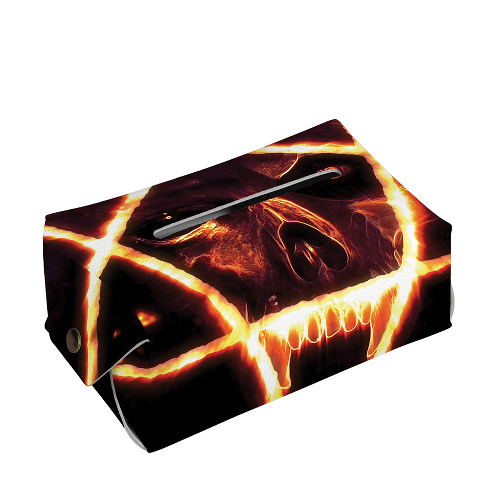 Flame Satanic Pentagram Print Rectangle Tissue Box Cover