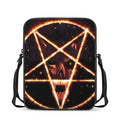 Flame Satanic Pentagram Print Rectangular Crossbody Bag