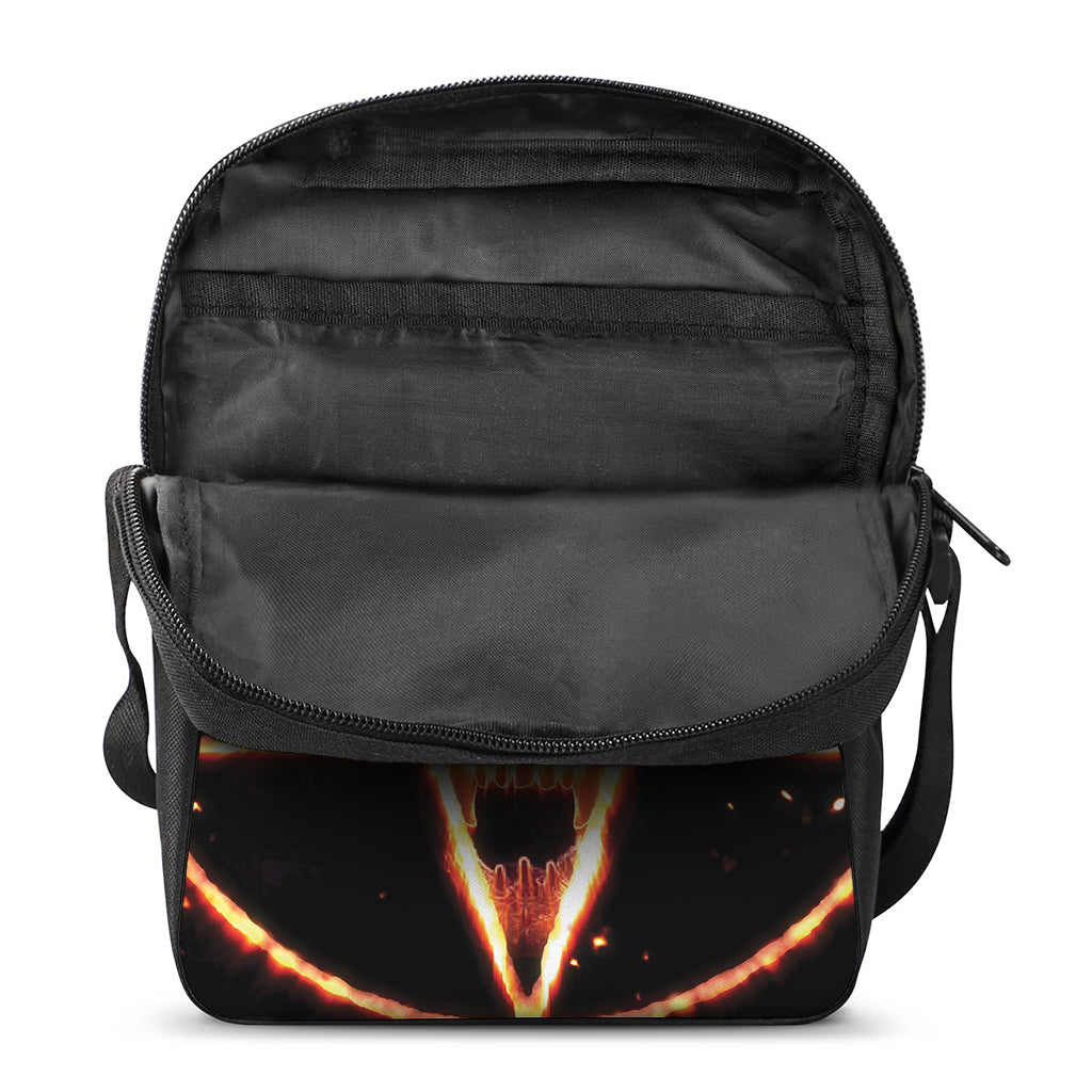 Flame Satanic Pentagram Print Rectangular Crossbody Bag