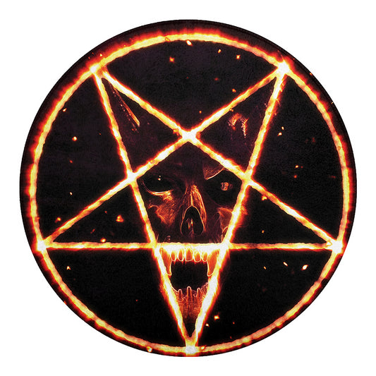 Flame Satanic Pentagram Print Round Blanket