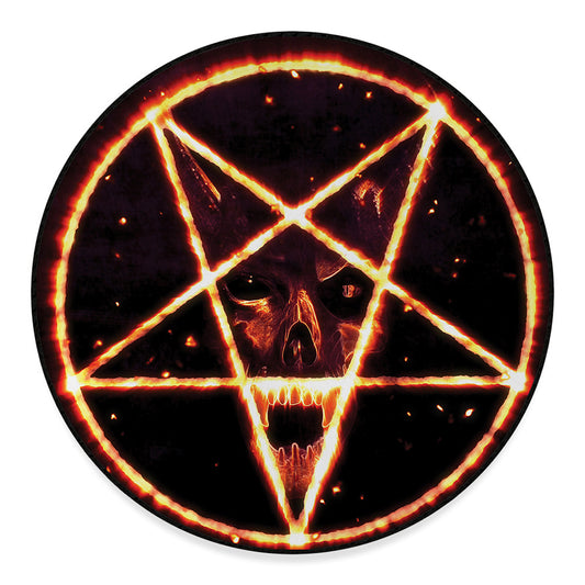 Flame Satanic Pentagram Print Round Floor Mat