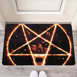 Flame Satanic Pentagram Print Rubber Doormat