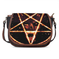 Flame Satanic Pentagram Print Saddle Bag
