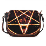 Flame Satanic Pentagram Print Saddle Bag