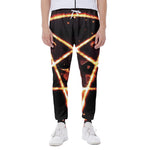 Flame Satanic Pentagram Print Scuba Joggers