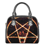 Flame Satanic Pentagram Print Shoulder Handbag
