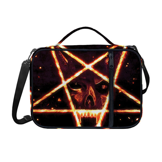 Flame Satanic Pentagram Print Shoulder Strap Bible Bag