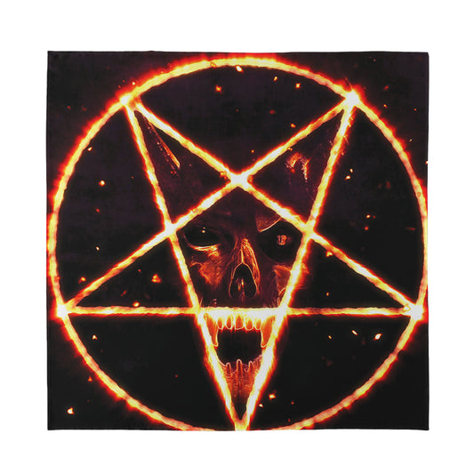 Flame Satanic Pentagram Print Silk Bandana