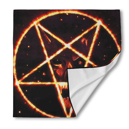 Flame Satanic Pentagram Print Silk Bandana
