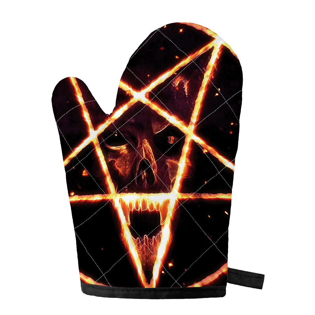Flame Satanic Pentagram Print Single Oven Mitt