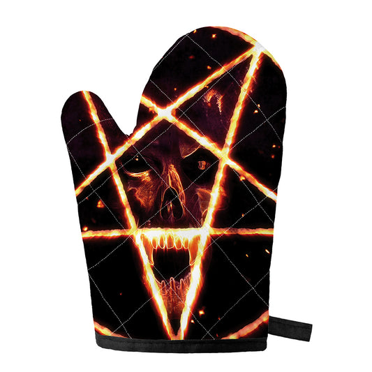 Flame Satanic Pentagram Print Single Oven Mitt
