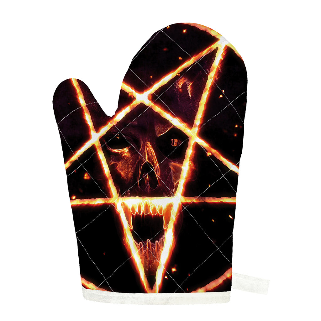 Flame Satanic Pentagram Print Single Oven Mitt