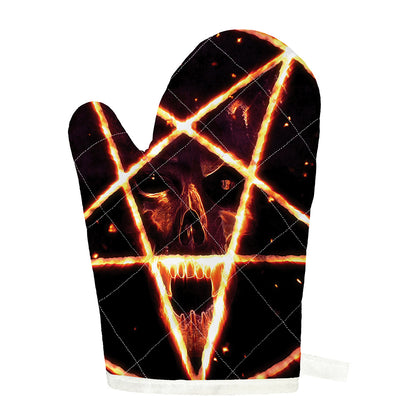 Flame Satanic Pentagram Print Single Oven Mitt