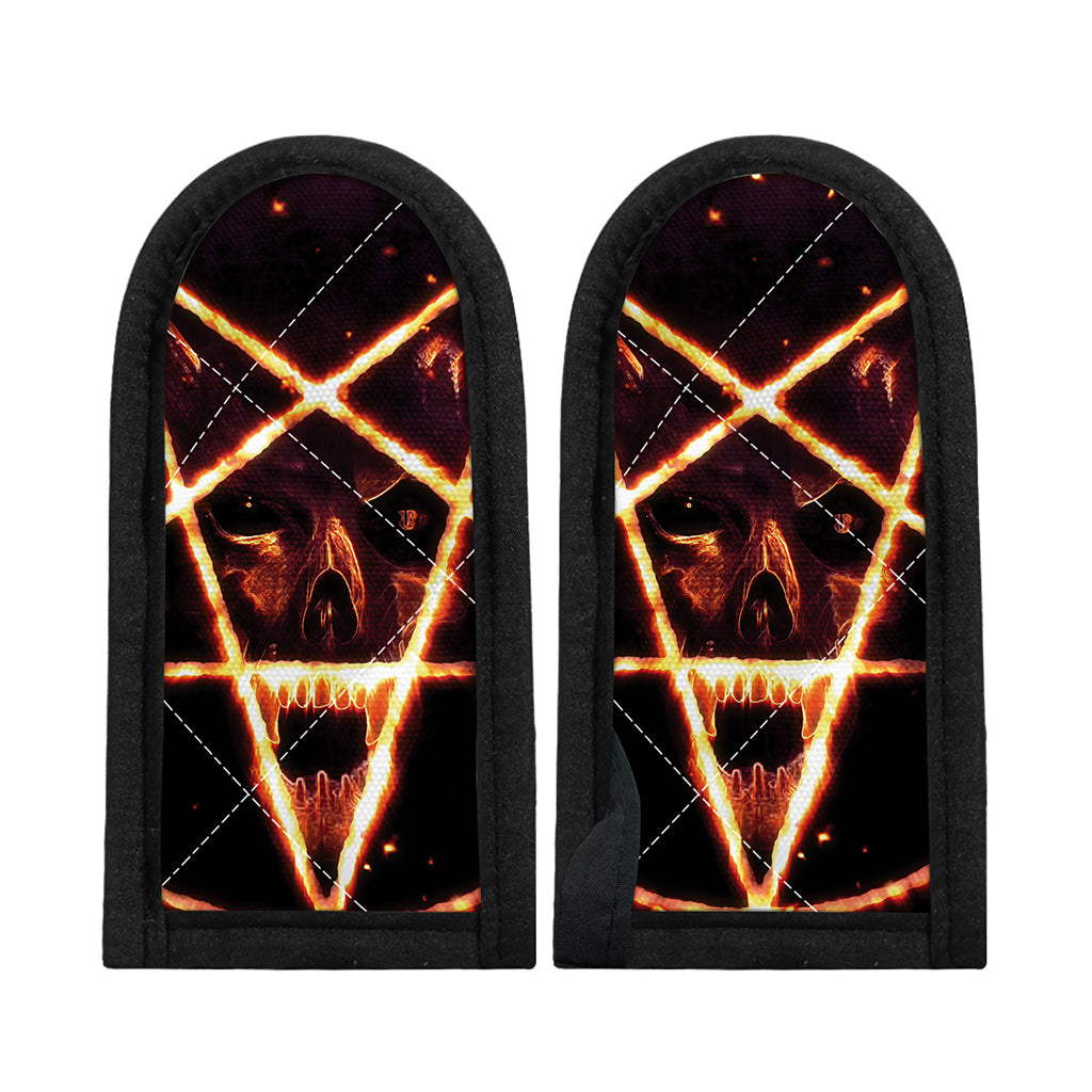Flame Satanic Pentagram Print Skillet Handle Cover