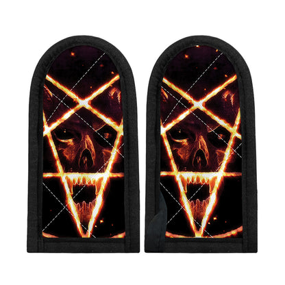 Flame Satanic Pentagram Print Skillet Handle Cover
