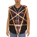 Flame Satanic Pentagram Print Sleeveless Baseball Jersey