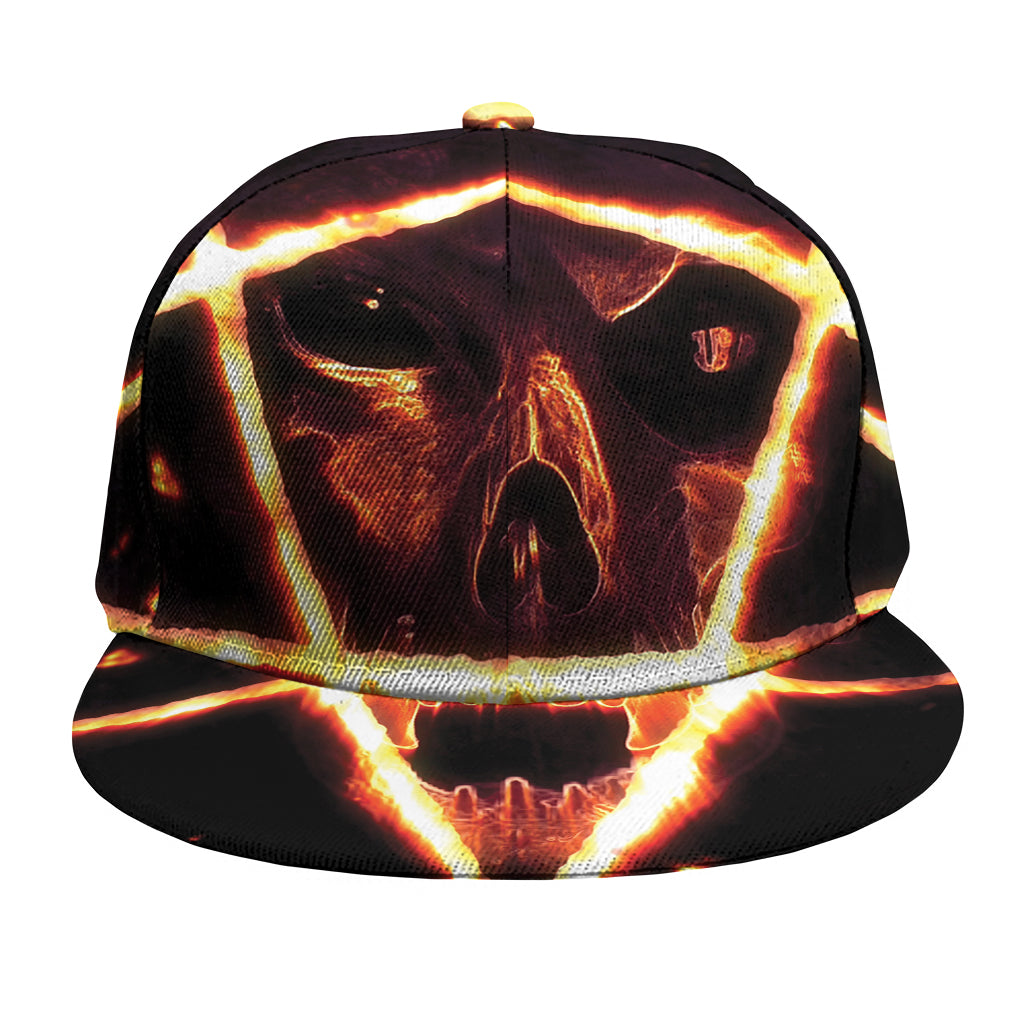 Flame Satanic Pentagram Print Snapback Cap