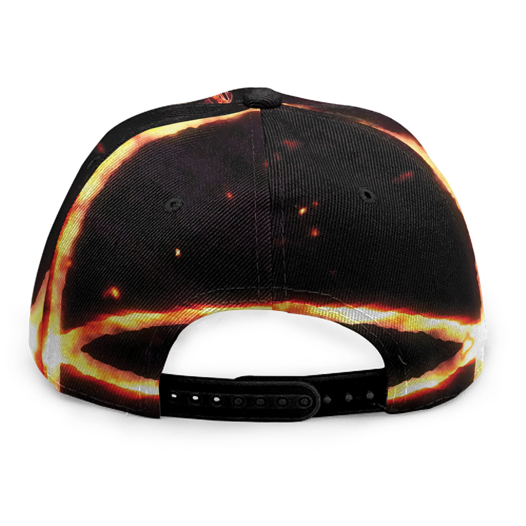 Flame Satanic Pentagram Print Snapback Cap