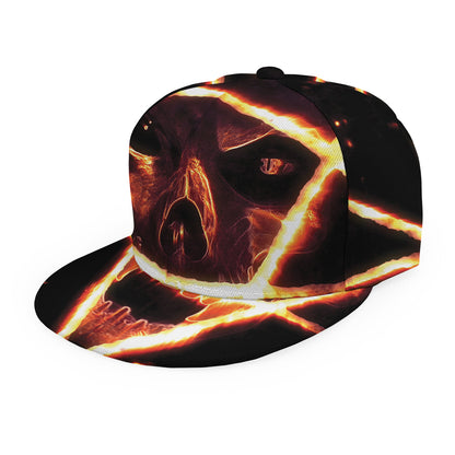Flame Satanic Pentagram Print Snapback Cap