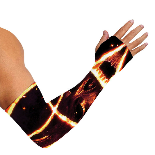 Flame Satanic Pentagram Print Sun Protection Arm Sleeves