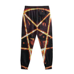 Flame Satanic Pentagram Print Sweatpants