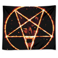Flame Satanic Pentagram Print Tapestry