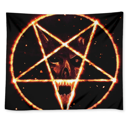 Flame Satanic Pentagram Print Tapestry