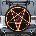 Flame Satanic Pentagram Print Tire Cover