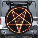 Flame Satanic Pentagram Print Tire Cover With Camera Hole