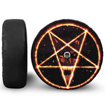 Flame Satanic Pentagram Print Tire Cover With Camera Hole