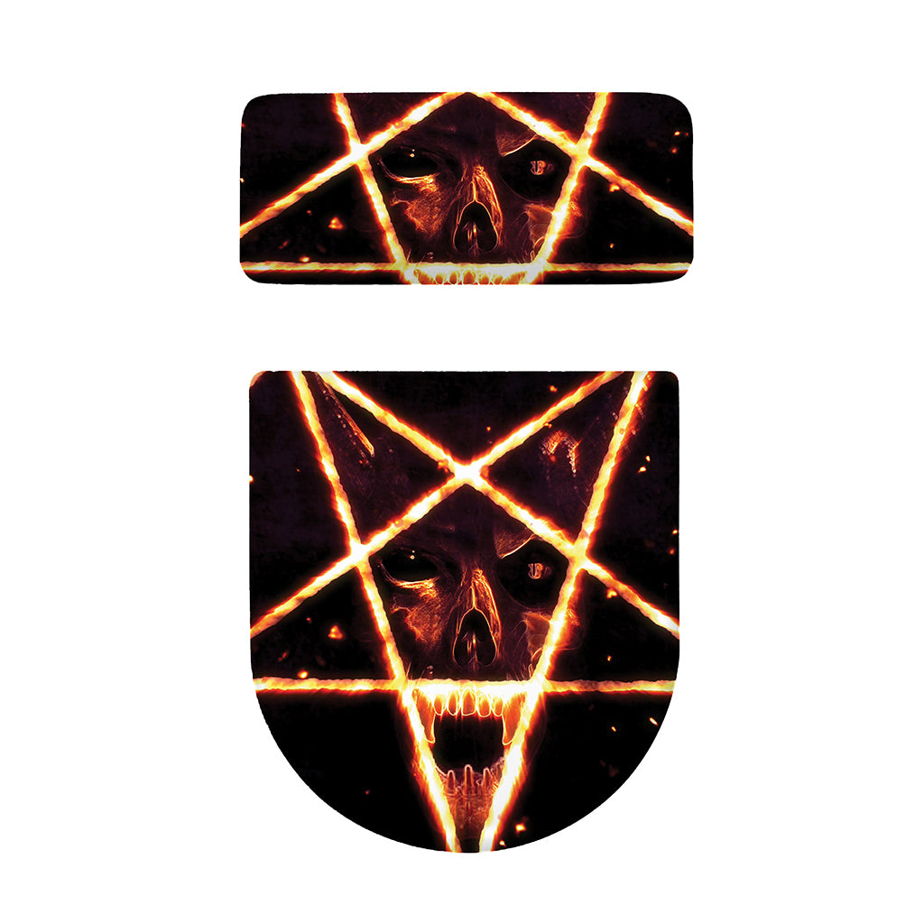 Flame Satanic Pentagram Print Toilet Lid And Tank Cover Set