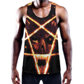 Flame Satanic Pentagram Print Men's Workout Tank Top