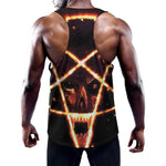 Flame Satanic Pentagram Print Training Tank Top