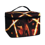 Flame Satanic Pentagram Print Travel Makeup Bag