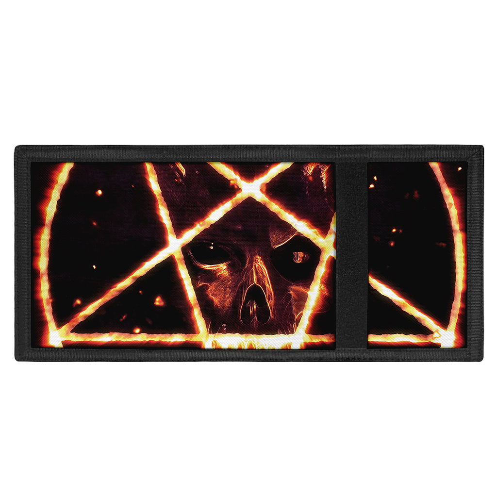 Flame Satanic Pentagram Print Trifold Wallet