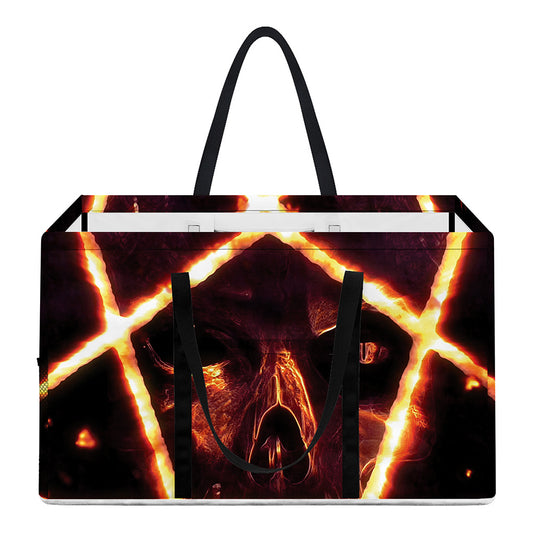 Flame Satanic Pentagram Print Utility Tote Bag