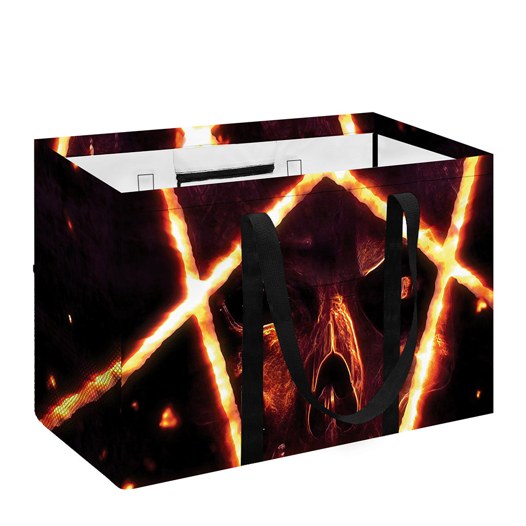 Flame Satanic Pentagram Print Utility Tote Bag