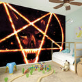 Flame Satanic Pentagram Print Wall Sticker