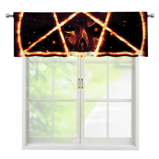 Flame Satanic Pentagram Print Window Valance