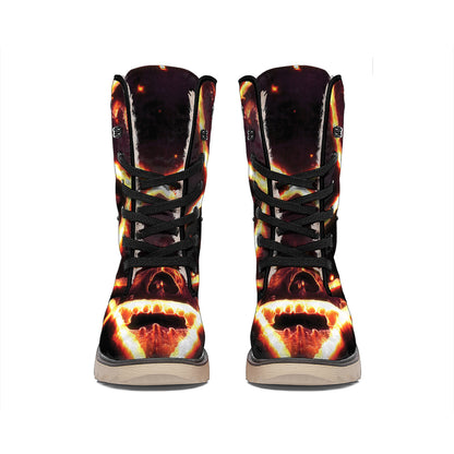 Flame Satanic Pentagram Print Winter Boots