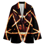 Flame Satanic Pentagram Print Women's Blazer