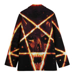 Flame Satanic Pentagram Print Women's Blazer