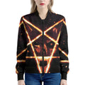 Flame Satanic Pentagram Print Women's Bomber Jacket