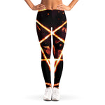 Flame Satanic Pentagram Print Women's Leggings