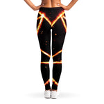 Flame Satanic Pentagram Print Women's Leggings