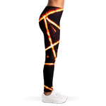 Flame Satanic Pentagram Print Women's Leggings