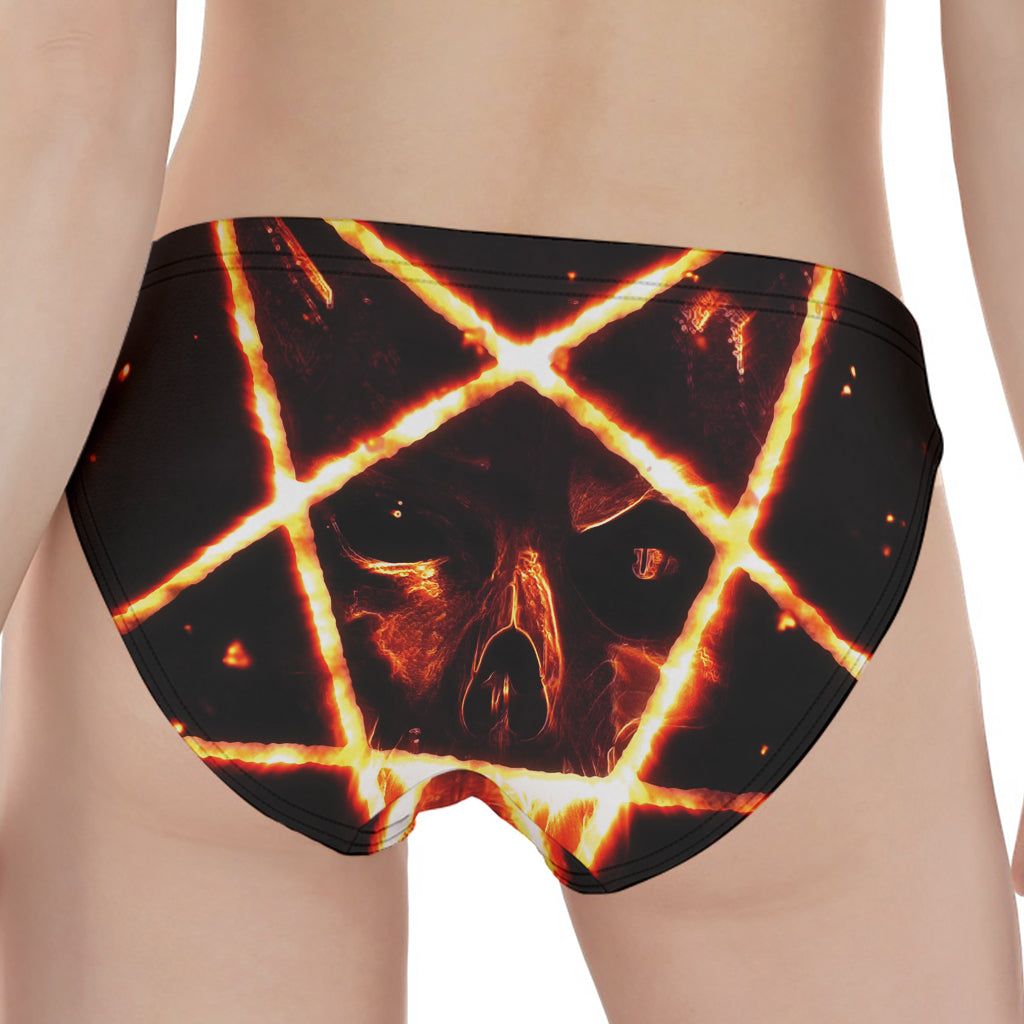 Flame Satanic Pentagram Print Women's Panties