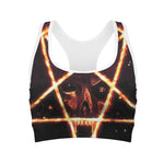 Flame Satanic Pentagram Print Women's Sports Bra