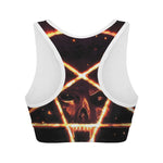 Flame Satanic Pentagram Print Women's Sports Bra
