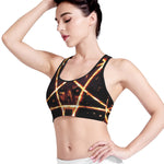 Flame Satanic Pentagram Print Women's Sports Bra